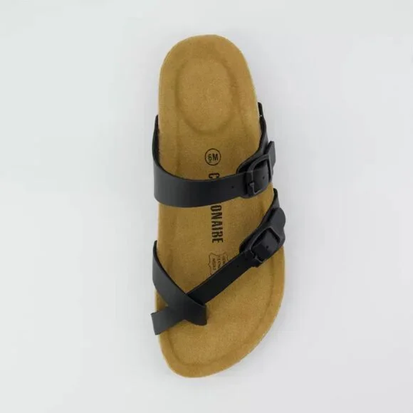 CUSHIONAIRE Luna Cork Footbed Sandals – Black, Size 7.5 - Picture 4 of 6